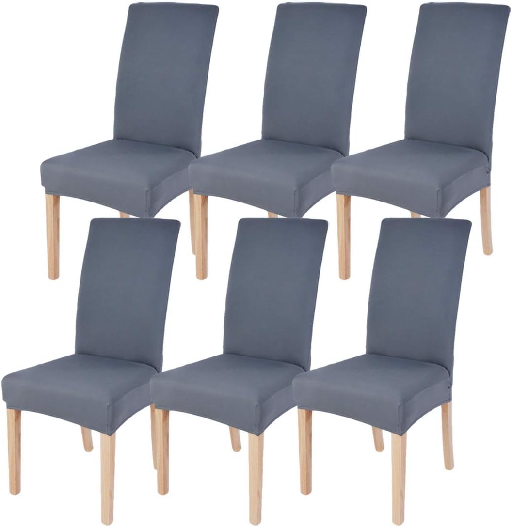Dining Chairs Cover Removable Washable Chair Covers Protector for Home Hotel Dining Room Ceremony Banquet Wedding Party Restaurant High Back Chair Slipcovers Set 6 Pack Grey