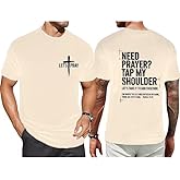 Christian Shirt for Men Let's Pray Cross Tshirt Faith Cross Bible Verse Tee Religious Gift Short Sleeve Tops