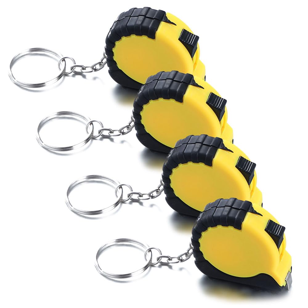4 Pcs Mini Tape Measure Portable Retractable Tape Measuring Ruler Durable Keyring Small Measuring Tape Pocket Size Tape Metric and Imperial Dual Scales for Construction DIY Projects