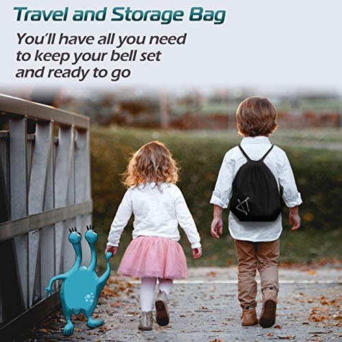 MiniArtis Desk Bells Set for Kids | 8 Notes Diatonic Colorful Metal Hand Bells | Hit on Top Feature | Musical Songbook & Carry Case Included | Great Holiday Birthday Gift for Children