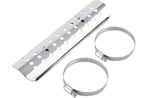 Keenso Motorcycle Exhaust Heat Shield,Universal Motorcycle Heat Guard Cover with 2 Stainless Steel Clamps for 50mm-70mm Pipe Diameter(Silver)