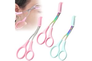 JUDUNA Eyebrow Scissors with Comb, 2024 New Eyebrow Trimmer Scissor Curved Eye Brow Razor, Eyebrow Trimming Scissors Hair Removal Tool for Men Women (Color-A)