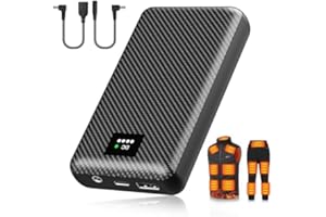 YMTHE 7.4V Heated Vest Battery Pack, 30000mAh Portable Charger with DC and USB Output Ports for Heated Jacket,Coat,Pants and Heating Clothing