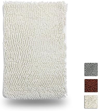 Non Slip Chenille Bath Mat, Thickened and Environment-Friendly Bath, Kitchen, Guest Room Mat - Beige 16 x 24 Inches