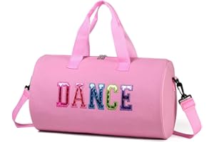 HYOOG Dance Duffle Bag for Girls, Kids Toy Storage Bag,Weekend Bag,Overnight Bag,Gymnastics bag 17"Lx9"Wx9"H (Pink)