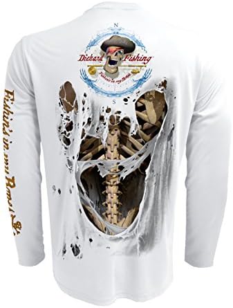 Performance Fishing Shirt - Fishin' Bandit UPF 50 Quick Dry Mens Long Sleeve Skeleton