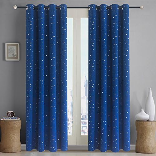 Alice Brown Romantic Starry Sky Creative Blackout Window Curtains for Kids Room/girls room/boys room Space Inspired Night Sky Twinkle Star Kid's Room Draperies by W52 x L84-Inch 1 Panel Navy Blue
