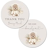 2"" Round Boho Bear Baby Shower Thank You Favor Stickers - Set of 40 (Neutral)