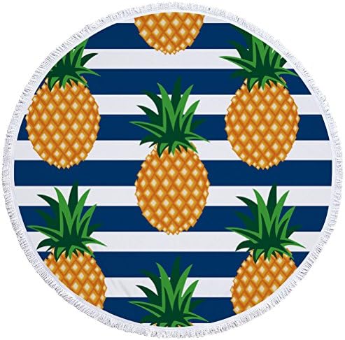 Desun Thick Terry Round Beach Towel Blanket Yoga Mat with Tassels Ultra Soft Super Water Absorbent Multi-Purpose Towel 59 inch (Color 20)