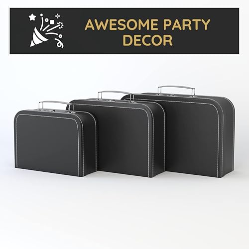 Soul Lane Decorative Suitcase Storage Boxes with Handle, Set of