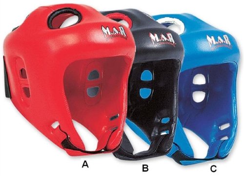 MAR | Black Headguard for Kickboxing, Thai Boxing & MMA Training, Rex Leather Material Head Guard for Face and Ear Protection, Headgear for Sparring Grappling, Muay Thai & Taekwondo, Protective Helmet