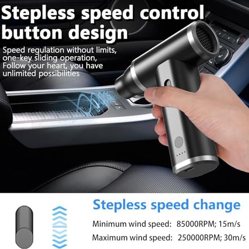 Excefore Compressed Air Duster, Mini Air Duster Metal Design Enhanced Powerful 250000RPM, Infinite Speed Adjustment Wind - Portable Air Duster, Electric Air Blower for Cleaning Keyboard&PC