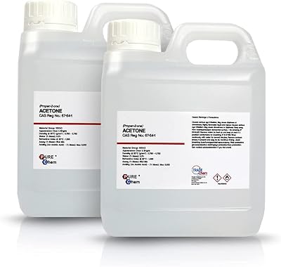 Trade Chemicals Pure Acetone 99.8% 2 x 1L Jerry Containers - Nail Remover