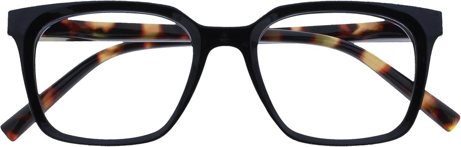 OPULIZE KOI Reading Glasses - Large Rectangular Frame - Black - Mens Womens - Spring Hinges - R50-1 - +2.50