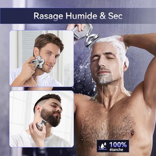 Kensen Men's Bald Head Razor 5D Hair Clipper Bald 120 mins Autonomy Bald Crane Trimmer Waterproof Razor Dry & Wet Crane with Wind Hair Cutter & LED Screen & Limit Comb