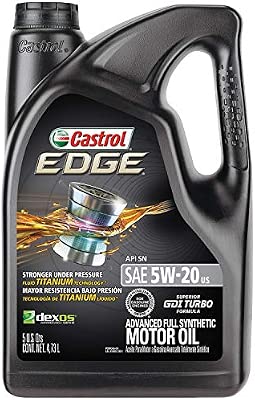 Castrol 03083 EDGE 5W-20 Advanced Full Synthetic Motor Oil, 5 Quart