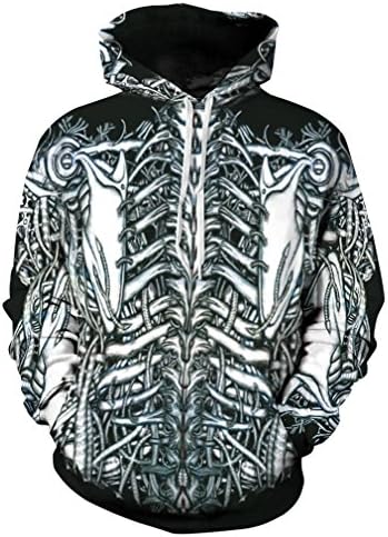 Foylee Men/Women Hoodies With Cap Print Skulls Skeleton Hoody Autumn Winter Tops Hooded 3D Sweatshirts 1 M