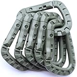 Tactical Carabiner Keychain - Hard Polymer Carabiners Climbing D Rings Light Weight Spring Snap Gear Clip Utility Hooks Backpack Hanging Buckle for Camping Hiking Fishing (Dark Green, 6PCS)