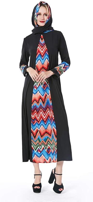 Zoylink Robe Musulmane Pour Femme Robe Maxi Modele De Mode Robe A Manches Longues Avec Hijab Amazon Fr Vetements Et Accessoires