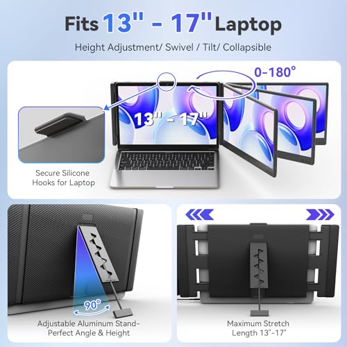 KEFEYA Monitor Portátil 14" FHD 1080P IPS Extensor Pantalla Portatil, Laptop Screen Extender Plug & Play con HDMI, USB-A, Type-C, Compatible con Windows, Mac, Android para Laptops 13-17.3"