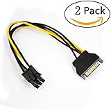 15 Pin SATA To 6 Pin PCI EXPRESS PCI-E Sata Graphics Converter Adapter Video Card Power Cable cord 20cm（2 pack）