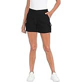 HDE Women's Cargo Shorts with Pockets High Waisted Pull On Stretch Casual Shorts