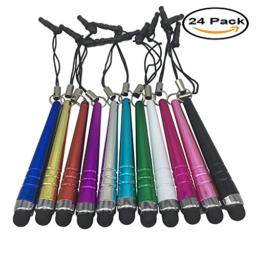 Mydio 24 Pack Short Stylus Pens With Connector for Kindle Touch ipad iphone 6/6s 6Plus 6s Plus Samsung S5 S6 S7 Edge S8 Plus Note Universal Touch,Compatible All Capacitive Touchscreens,Mixed Color