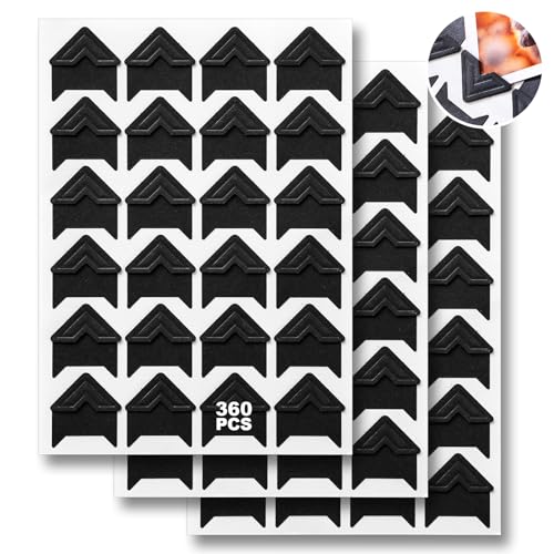 360 Pcs Photo Corners Self Adhesive, Scrapbooking Photo Mounting Corners, Black Photo Mounting Corners for DIY Scrapbook, Photo Album, Memory Books, Picture Frames by CHIALLCO