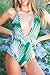 SEASELFIE Women's Palm Leaves Print Deep V Neck High Waisted Cross One-Piece Swimsuit Beach Swimwear