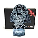LED 3D Optical Illusion Smart 7 Colors Night Light Desk Lamp with USB Cable (Darth Vader)