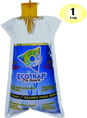 Ecotrap Guard JUMBO Disposable Nontoxic Fly Trap - Bug Insect Killer Catcher Zapper Outdoor Hanging Bag Flies Attractant Lure Bait Strip Ribbon Paper Tape Magnet Spray Swatter Net Pest Control