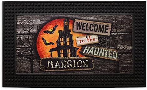 8.5-Inch x 30.5-Inch- Moonlit Mansion LED Halloween Door Mat Featuring Touch Activated Lights/ Scary Sounds, Skid-resistant Backing and 100% PVC