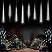 Meteor Shower Rain Lights, Komake Meteor Shower Lights Led Rain Lights Falling String Lights Rain Drop Lights Cascading Icicle Lights for Christmas Wedding Party Garden, 30cm 8 Tube 144 LEDs, White