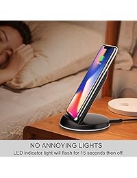 Yootech Cargador inalámbrico Qi certificado soporte de carga inalámbrico con adaptador QC3.0 compatible con iPhone X 8 8 Plus, Galaxy Note9 S9 Plus Note8 S8 S8 Plus S7 Edge More(adaptador QC3.0 incluido)