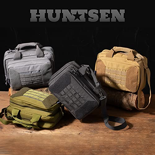 HUNTSEN Tactical Gun Range Bag Double Scoped Handgun Firearm Case
