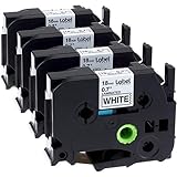 Label KINGDOM Compatible Label Tape Replacement for Brother P-Touch Label Maker TZ TZe Laminated Tape TZe241 TZ241 Black on White 18mm (3/4 Inch) x 26.2 ft. (8m), 4-Pack