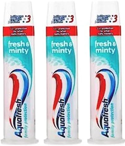 Aquafresh Fresh &amp; Minty Family Protection Pump Action 3 in 1 Formula Toothpaste 100 ml (pack of 3) by Aquafresh Family