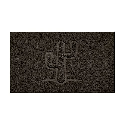 Nicoman Embossed Spaghetti Door Mat Dirt-Trapper Jet-Washable Doormat 70x43cm (Brown, CACTUS Shape) - Use Indoor or Sheltered Outdoor