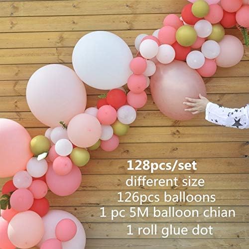 Decoration Supplies Balloon Arch Garland Kit 128pcs Ballons Wedding Baby Shower Girls Pink Birthday Graduation Anniversary Organic Party Decoration Modeling decoration ( Color : 128pcs balloon set )