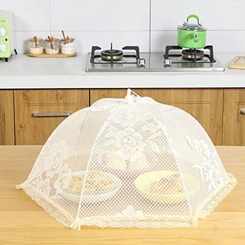 UKGOOD Ultra Large Size 【26 inches 2× PACK】 Kitchen BBQ Table Craft Round Mesh Screen Food Cover Stainless Steel Structure Foldable Collapsible Indoor or Outdoor Durable Lace Mesh Umbrella Domes Food Protector Cover