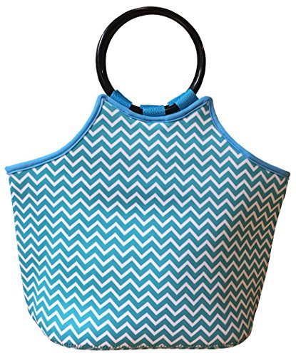 Be...Just Be Neoprene, Insulated Lunch Tote (aqua and white chevron)