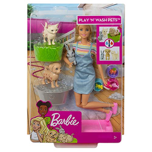 Barbie FXH11 - Badespaß Tiere & Puppe mit Blonder Puppe, 3 Tieren mit Farbwechsel-Funktion (Hündchen, Kätzchen und Häschen) sowie 10 Zubehörteilen, Geschenk für Kinder von 3 bis 7 Jahren – Bild 7