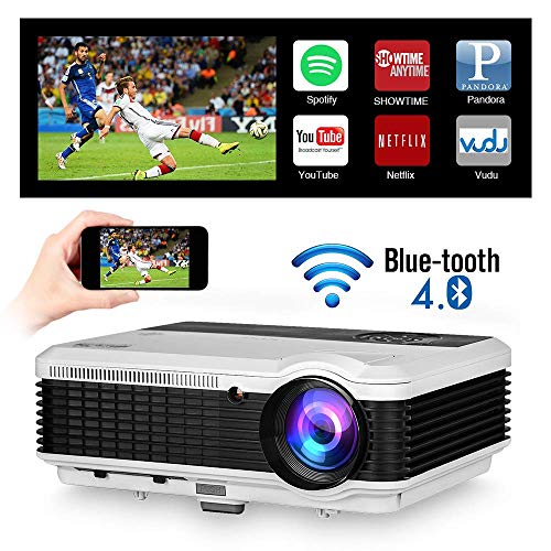 2019 Updated Bluetooth Android Wifi LED Projector Airplay Miracast Full HD 1080P Support 4600 Lumens Smart Home Outdoor Wireless HDMI LCD Video Projector with Bluetooth HDMI USB VGA AV TV Audio In/Out