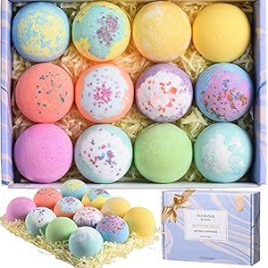 PUURVSAS Homasy Floral Sea Bath Bomb Gift Set, 12Pcs Bath Bomb Set for Women, Kids, Rich in Essential Oil, Sea Salt…