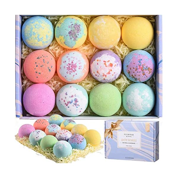 PUURVSAS Homasy Floral Sea Bath Bomb Gift Set, 12Pcs Bath Bomb Set for Women, Kids, Rich in Essential Oil, Sea Salt…