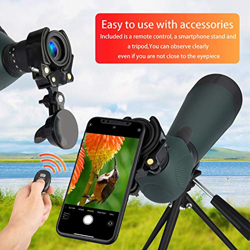 HD Spotting Scope with Tripod 2060x80mm Hollee IP67 Waterproof Angled