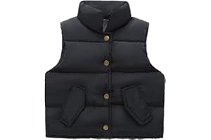 Toddler Girls Boys Puffer Vest High Neck Button Sleeveless Padded Gilet Winter Cute Sleeveless Jacket for Kids Coat