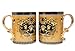 Medusa Porcelain 13 Oz. Yellow Tea Cup Coffee Mug, 24 Karat Gold-plated Greek Key Pattern, Versace Inspired Design, SET OF 2