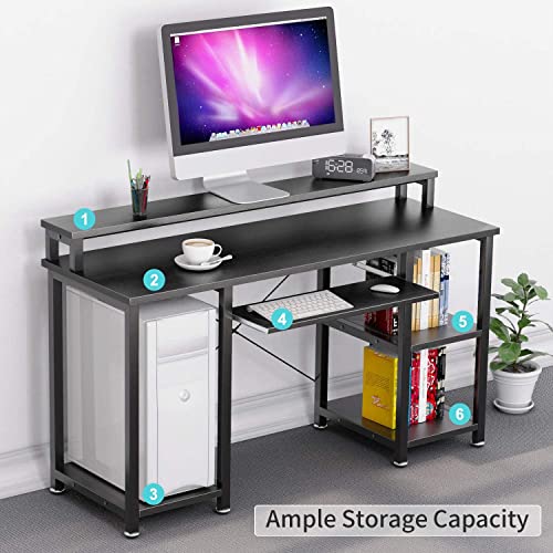 NOBLEWELL Computer Desk with Monitor Stand Storage Shelves Keyboard