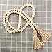 Farmhouse Beads 59in Wooden Bead Garland - 5 Pcs Artificial Eucalyptus Stem Grasses for Wedding Bouquet Home Decor - Wood Tassels Rustic Country Prayer Boho Beads for Christmas Holiday Decoration
